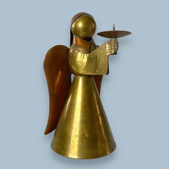 Vintage MCM Brass and Copper Angel Candle Holder 8” - Picture 1 of 11